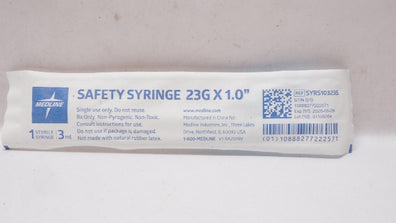 Medline SYRS103235 Safety Syringe 23G x 1.0In, 3ml